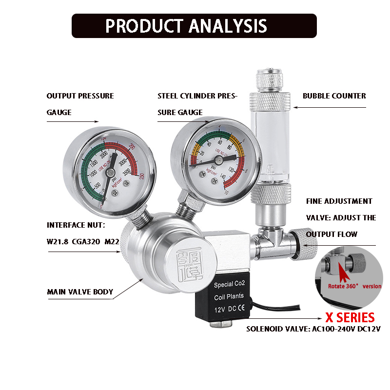 Aquarium CO2 Regulator Solenoi - Planted Aquarium Parameters ulasan dan harga