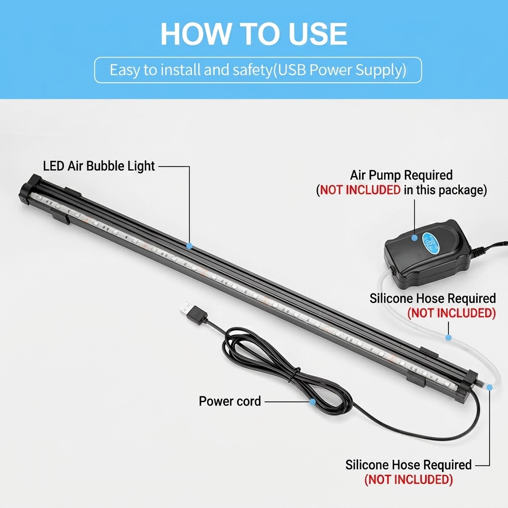USB LED Aquarium Air Bubble Li - Aquarium Lily Pipe ulasan dan harga